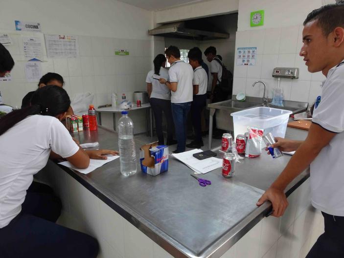 Cornell students teaching Nutrition Science lab in Magdalena, Colombia