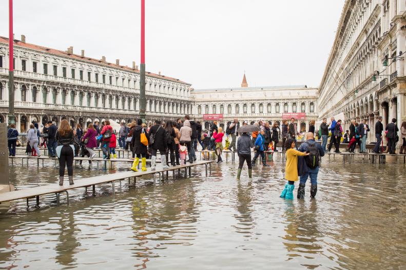 San Marco Square in Venice Flooded from High Water