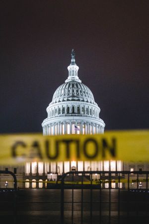 U.S. Capitol behind caution tape